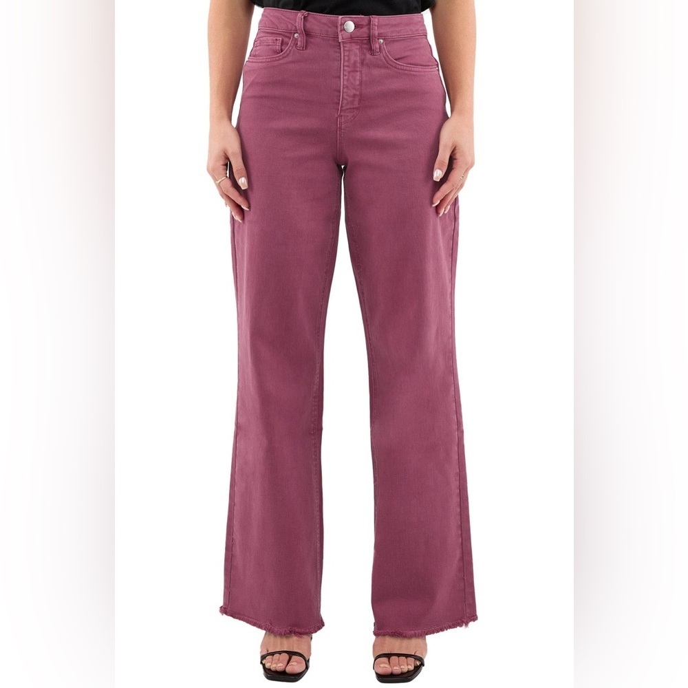 RFM Los Angeles CHLOE High Rise Frayed Wide Leg Magenta Pants, SZ 30 NWOT - Picture 3 of 5